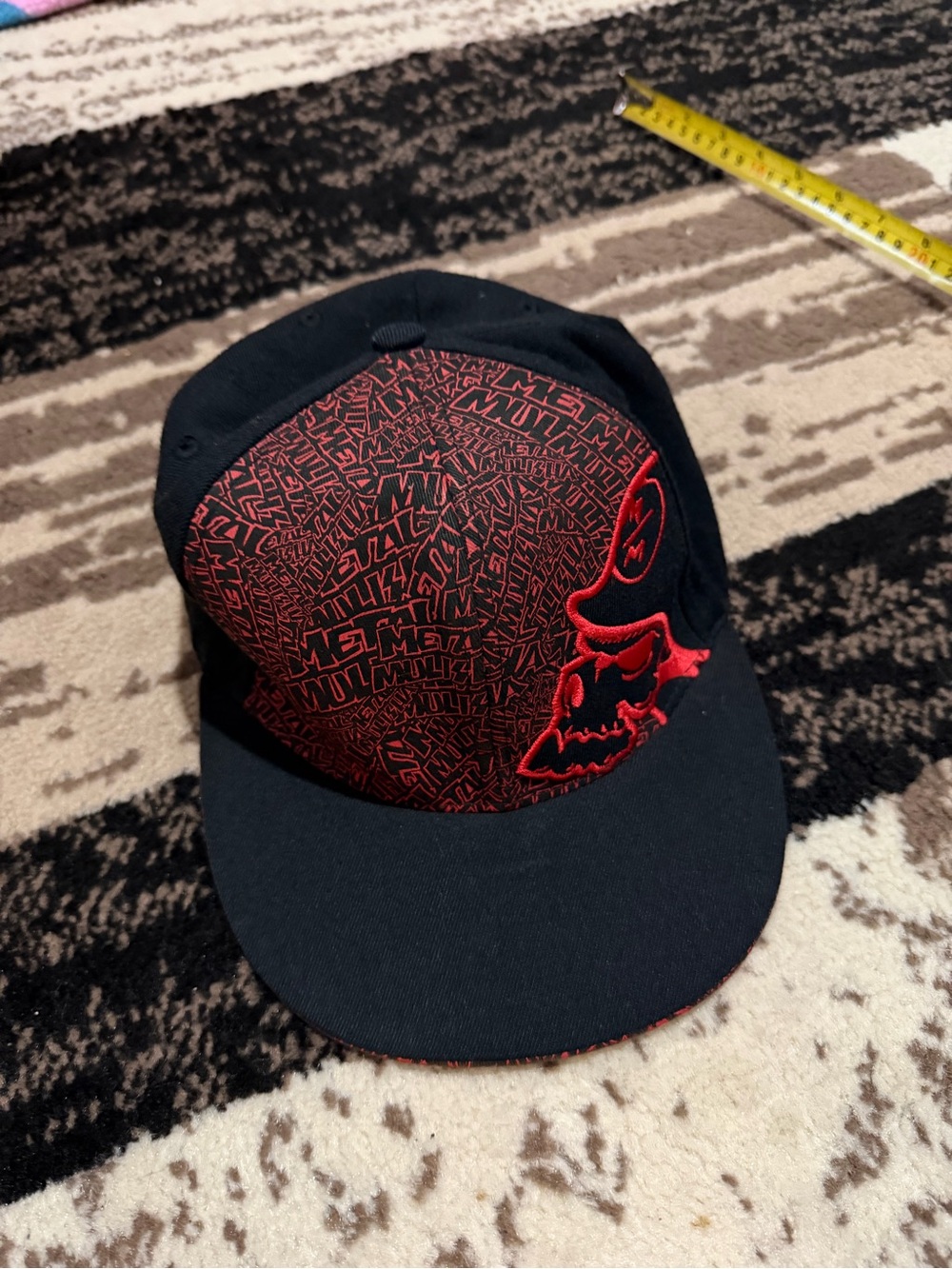 Metal Mulisha Black & Red Graphic Snapback Hat Y2K Skull
